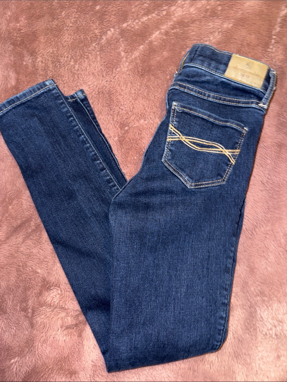 abercrombie kids Dark Blue Skinny Jeans with Embroidered Pocket